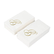 100 Disposable Dinner Paper Napkins with Gold Foil Letter - White
