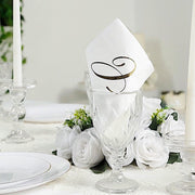 100 Disposable Dinner Paper Napkins with Gold Foil Letter - White
