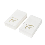 100 Disposable Dinner Paper Napkins with Gold Foil Letter - White