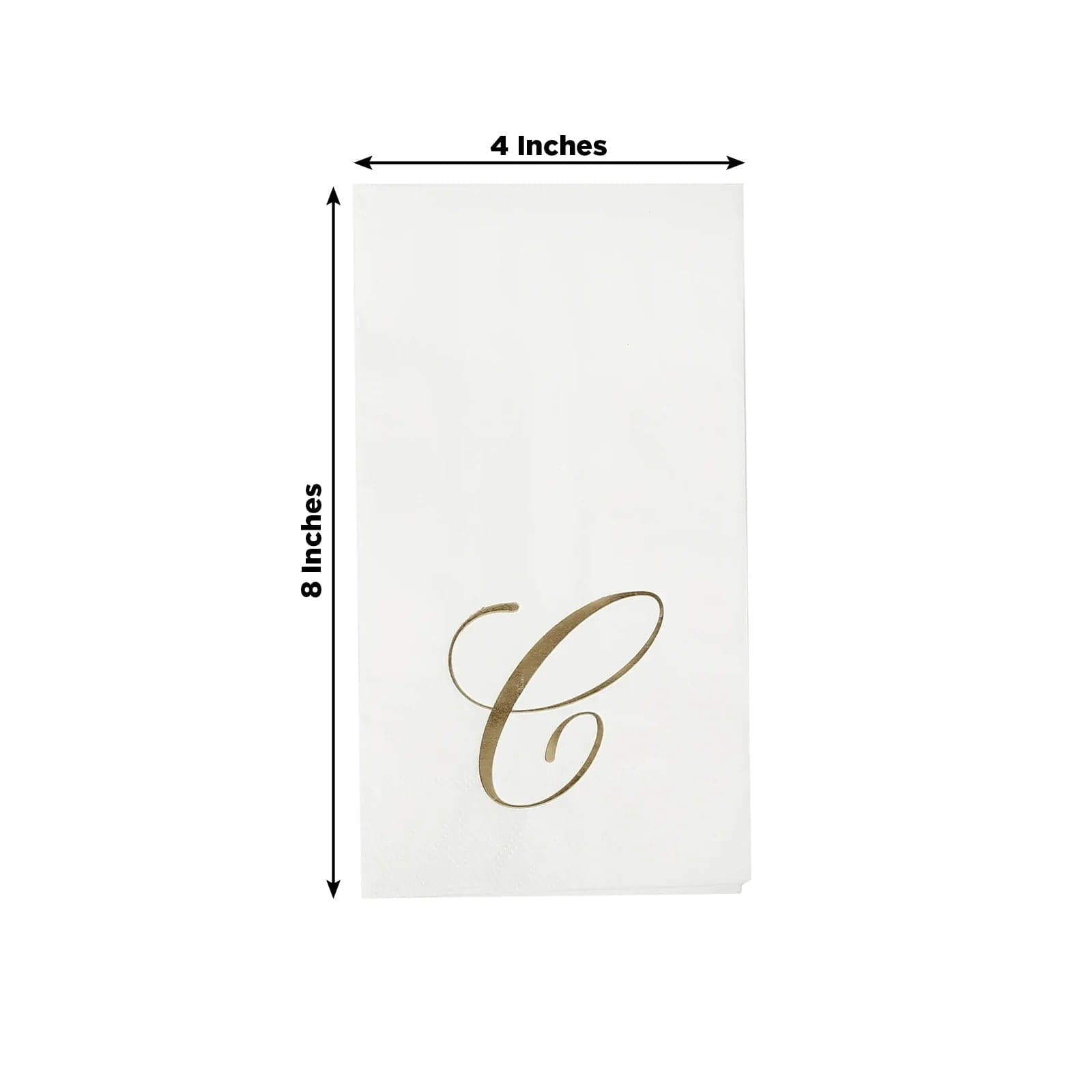 100 Disposable Dinner Paper Napkins with Gold Foil Letter - White