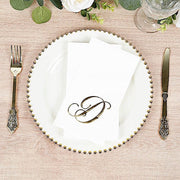 100 Disposable Dinner Paper Napkins with Gold Foil Letter - White