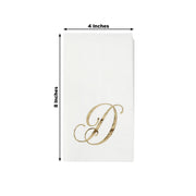 100 Disposable Dinner Paper Napkins with Gold Foil Letter - White