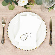 100 Disposable Dinner Paper Napkins with Gold Foil Letter - White