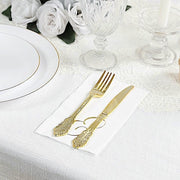 100 Disposable Dinner Paper Napkins with Gold Foil Letter - White
