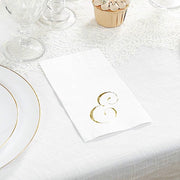 100 Disposable Dinner Paper Napkins with Gold Foil Letter - White