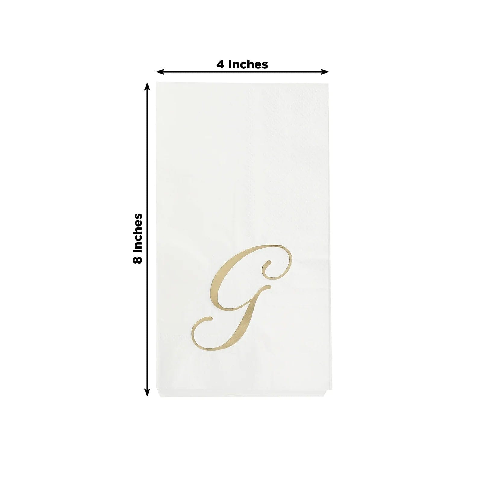 100 Disposable Dinner Paper Napkins with Gold Foil Letter - White