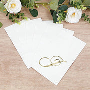 100 Disposable Dinner Paper Napkins with Gold Foil Letter - White