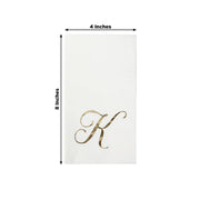 100 Disposable Dinner Paper Napkins with Gold Foil Letter - White