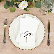 100 Disposable Dinner Paper Napkins with Gold Foil Letter - White