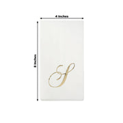 100 Disposable Dinner Paper Napkins with Gold Foil Letter - White