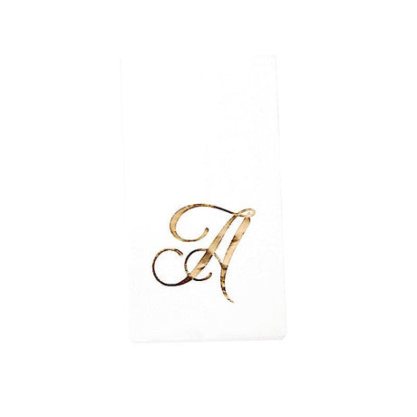 100 Disposable Dinner Paper Napkins with Gold Foil Letter - White NAP_DIN07_WHGD_A