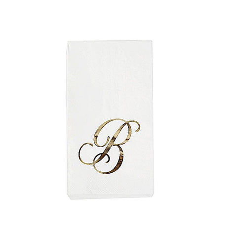 100 Disposable Dinner Paper Napkins with Gold Foil Letter - White NAP_DIN07_WHGD_B