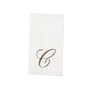 100 Disposable Dinner Paper Napkins with Gold Foil Letter - White NAP_DIN07_WHGD_C