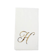 100 Disposable Dinner Paper Napkins with Gold Foil Letter - White NAP_DIN07_WHGD_H