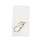 100 Disposable Dinner Paper Napkins with Gold Foil Letter - White NAP_DIN07_WHGD_J