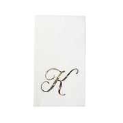 100 Disposable Dinner Paper Napkins with Gold Foil Letter - White NAP_DIN07_WHGD_K