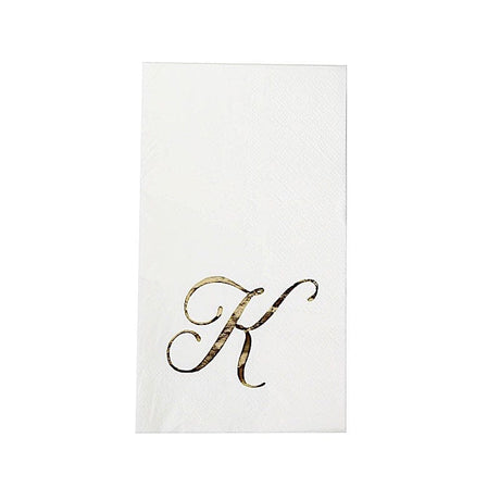 100 Disposable Dinner Paper Napkins with Gold Foil Letter - White NAP_DIN07_WHGD_K