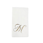 100 Disposable Dinner Paper Napkins with Gold Foil Letter - White NAP_DIN07_WHGD_M