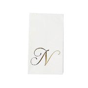 100 Disposable Dinner Paper Napkins with Gold Foil Letter - White NAP_DIN07_WHGD_N