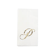 100 Disposable Dinner Paper Napkins with Gold Foil Letter - White NAP_DIN07_WHGD_P