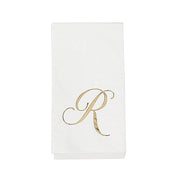 100 Disposable Dinner Paper Napkins with Gold Foil Letter - White NAP_DIN07_WHGD_R