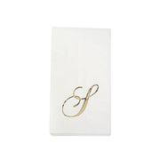 100 Disposable Dinner Paper Napkins with Gold Foil Letter - White NAP_DIN07_WHGD_S