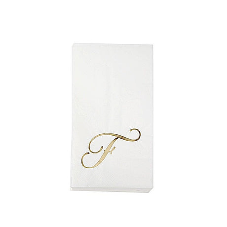 100 Disposable Dinner Paper Napkins with Gold Foil Letter - White NAP_DIN07_WHGD_T