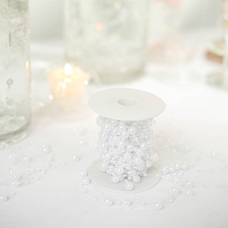 100 ft Artificial DIY Craft Fishing Line Pearl Chains String Beads Garland Roll