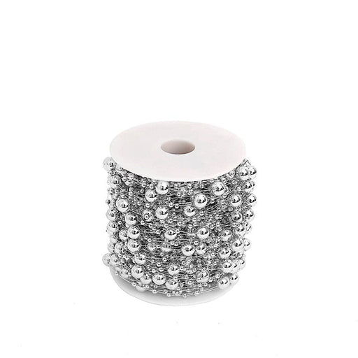 100 ft Artificial DIY Craft Fishing Line Pearl Chains String Beads Garland Roll BEAD_GRLD_005_SILV