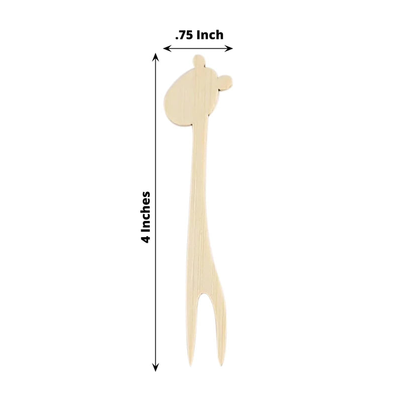 100 Giraffe Bamboo Mini Forks Cocktail Picks - Natural DSP_BIRC_P019