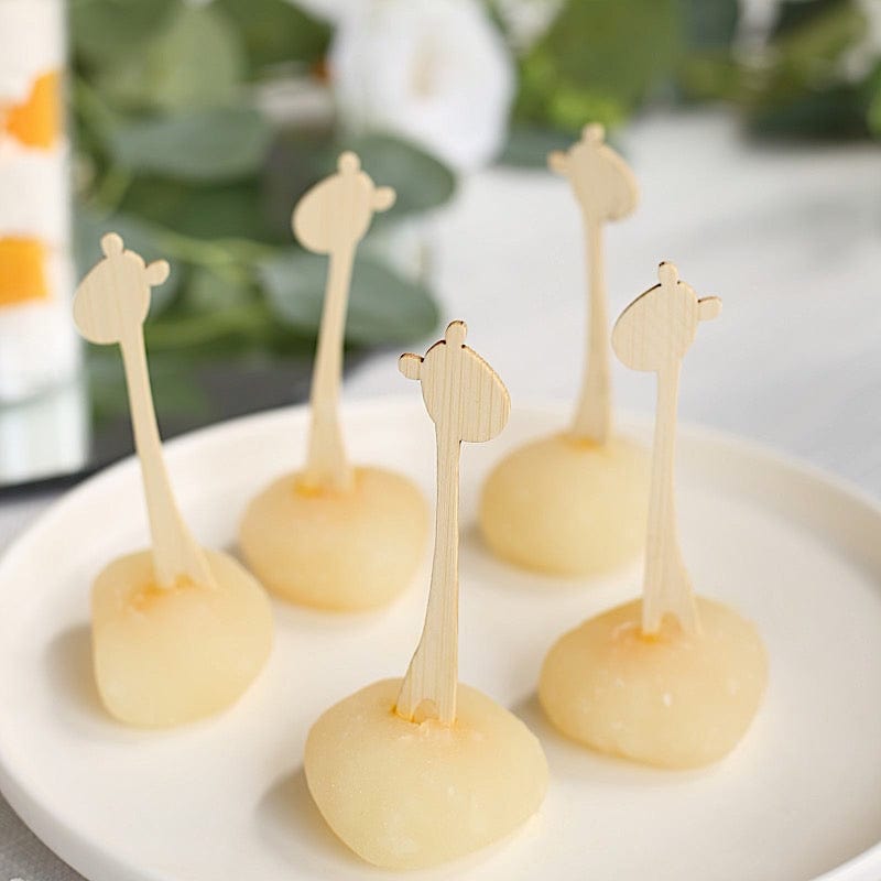 100 Giraffe Bamboo Mini Forks Cocktail Picks - Natural DSP_BIRC_P019