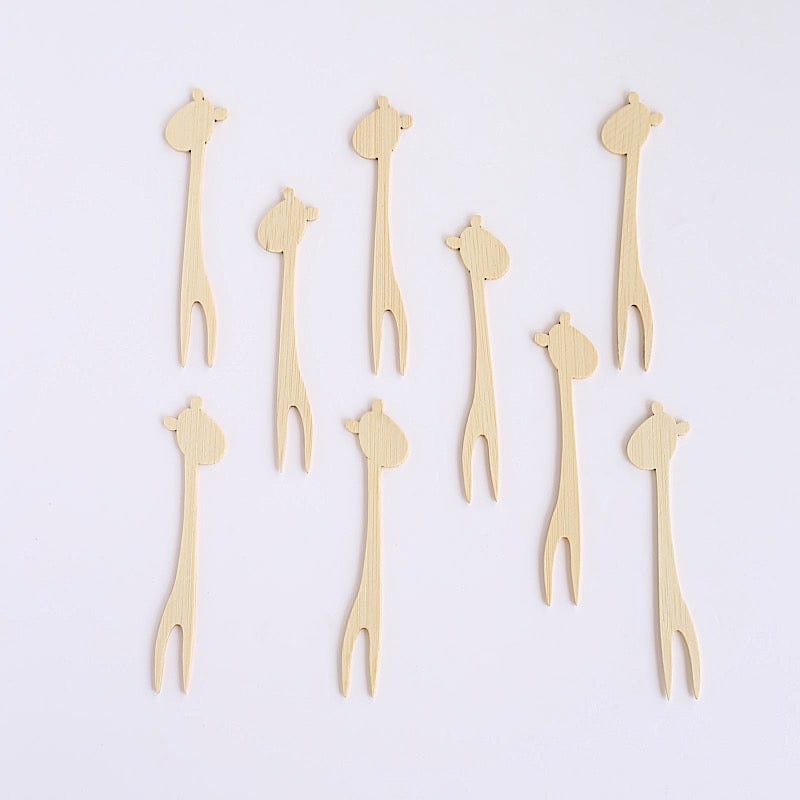 100 Giraffe Bamboo Mini Forks Cocktail Picks - Natural DSP_BIRC_P019