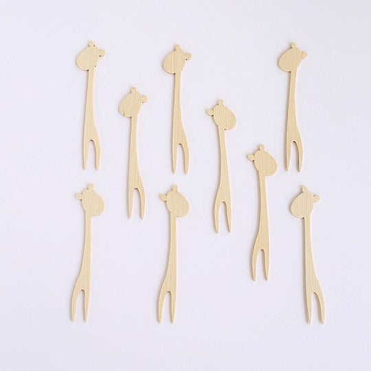 100 Giraffe Bamboo Mini Forks Cocktail Picks - Natural DSP_BIRC_P019