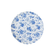 100 Mini Paper Plates with Scalloped Rim - White and Blue French Toile Design DSP_PPR0020_3_FLOR_BLUE