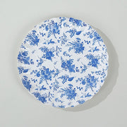 100 Mini Paper Plates with Scalloped Rim - White and Blue French Toile Design DSP_PPR0020_3_FLOR_BLUE