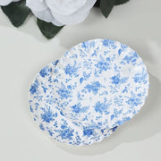 100 Mini Paper Plates with Scalloped Rim - White and Blue French Toile Design DSP_PPR0020_3_FLOR_BLUE