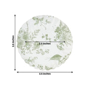 100 Mini Paper Plates with Scalloped Rim - White and Sage Green French Toile Design DSP_PPR0020_3_FLOR_SAGE