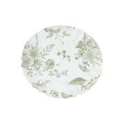 100 Mini Paper Plates with Scalloped Rim - White and Sage Green French Toile Design DSP_PPR0020_3_FLOR_SAGE