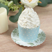 100 Mini Paper Plates with Scalloped Rim - White and Sage Green French Toile Design DSP_PPR0020_3_FLOR_SAGE