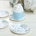 100 Mini Paper Plates with Scalloped Rim - White and Sage Green French Toile Design DSP_PPR0020_3_FLOR_SAGE