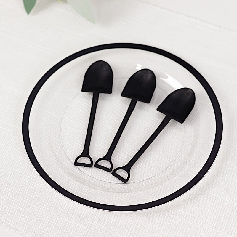 100 Mini Shovel Plastic Dessert Spoons - Black DSP_YY0018_SHOV_4_BLK