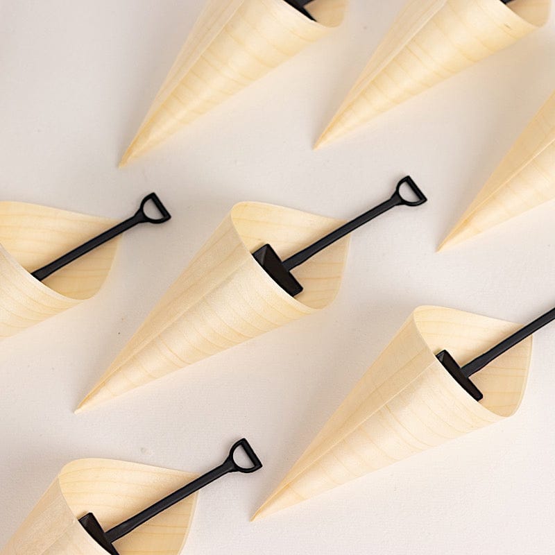 100 Mini Shovel Plastic Dessert Spoons - Black DSP_YY0018_SHOV_4_BLK