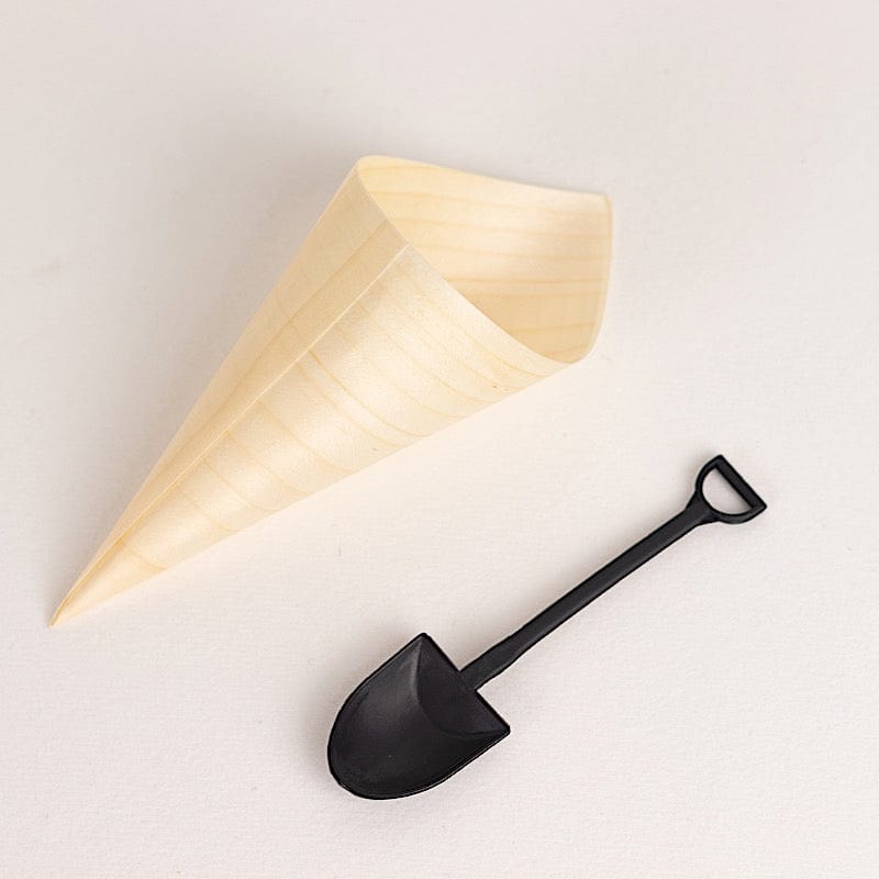 100 Mini Shovel Plastic Dessert Spoons - Black DSP_YY0018_SHOV_4_BLK