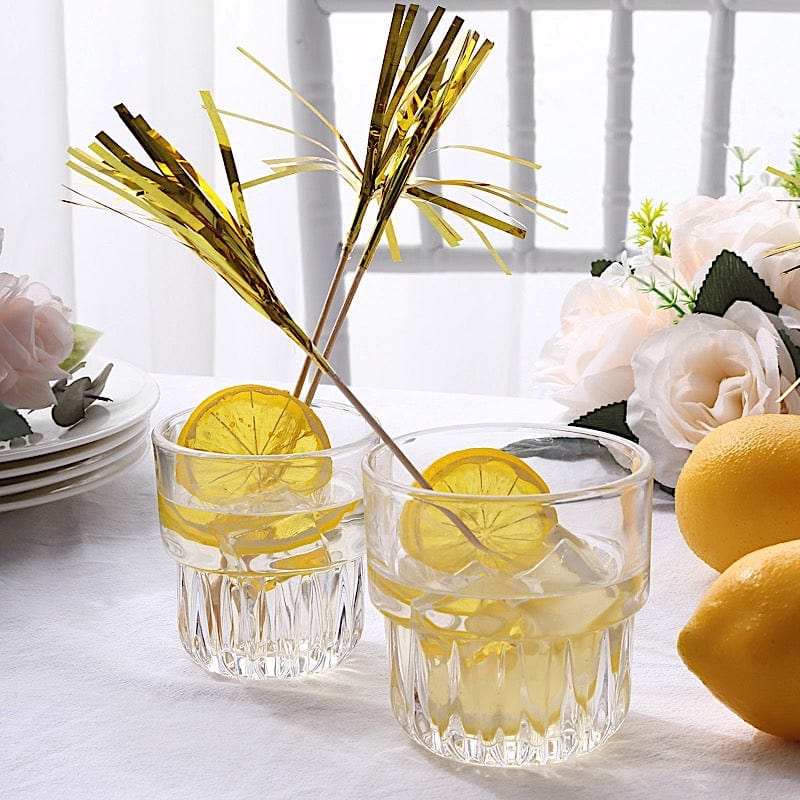 100 pcs 9" Firework Cupcake Toppers Foil Frills Bamboo Cocktail Sticks