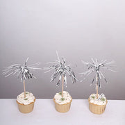 100 pcs 9" Firework Cupcake Toppers Foil Frills Bamboo Cocktail Sticks