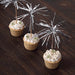 100 pcs 9" Firework Cupcake Toppers Foil Frills Bamboo Cocktail Sticks