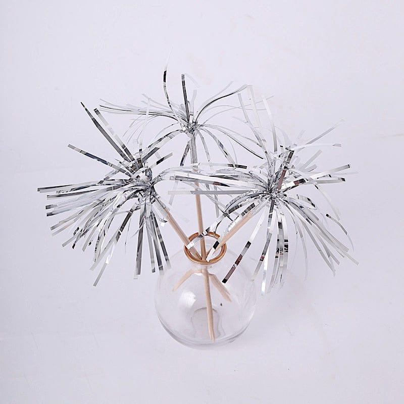 100 pcs 9" Firework Cupcake Toppers Foil Frills Bamboo Cocktail Sticks