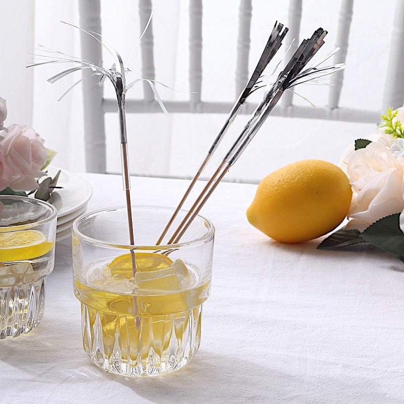 100 pcs 9" Firework Cupcake Toppers Foil Frills Bamboo Cocktail Sticks