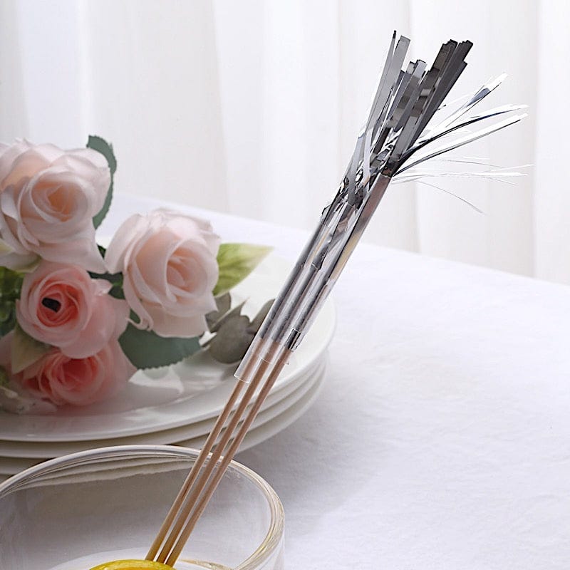 100 pcs 9" Firework Cupcake Toppers Foil Frills Bamboo Cocktail Sticks