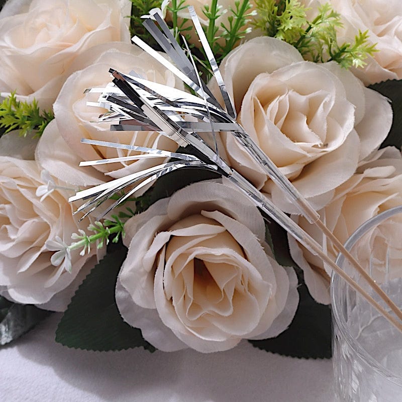 100 pcs 9" Firework Cupcake Toppers Foil Frills Bamboo Cocktail Sticks